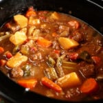 Slow Cooker Cerole Beef Stew in slow cooker