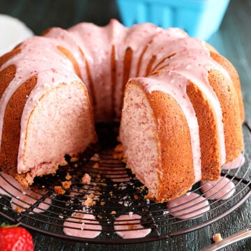 Strawberry Jam Pound Cake with slice missing