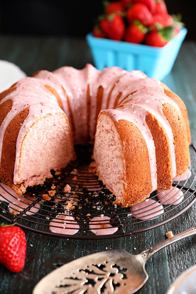 Strawberry Jam Pound Cake with slice missing