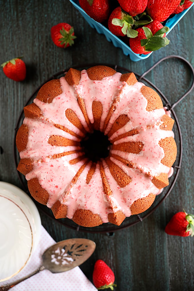 Strawberry Jam Pound Cake from top