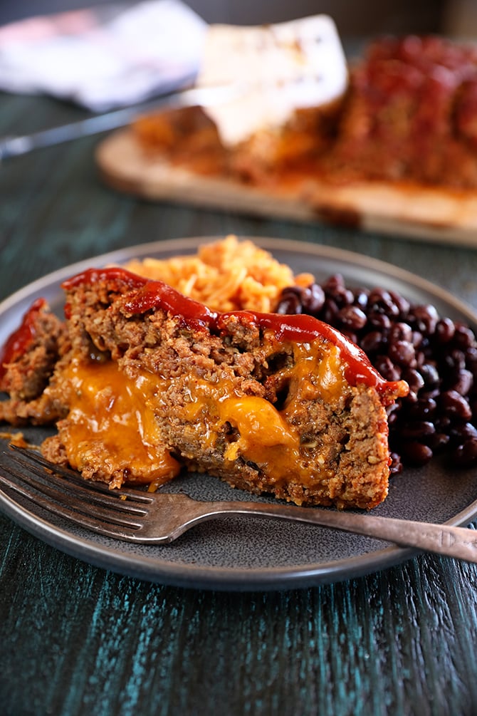 Ultimate Enchilada Meatloaf served on plate