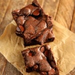 Cake Mix Brownies Cut in Squares.