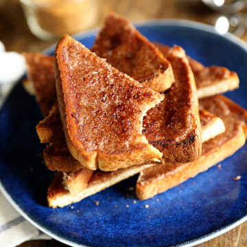 Cinnamon Toast with bite taken out