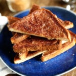 Cinnamon Toast on a Blue Plate.