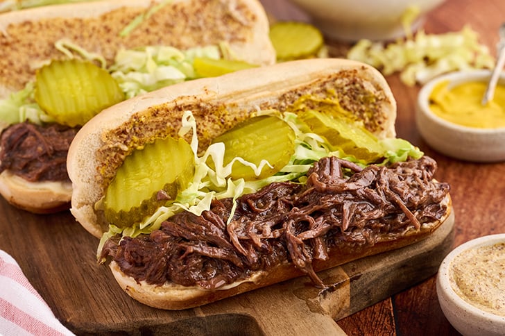 Slow Cooker Roast Beef Debris Po Boys.