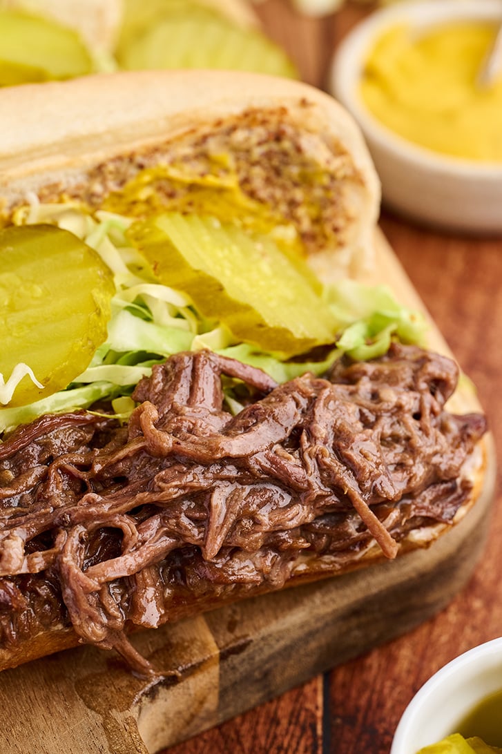 Slow Cooker Roast Beef Debris Po Boy.