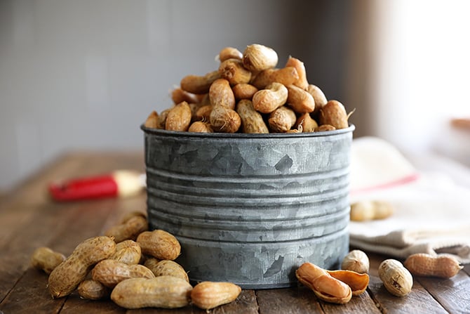 Instant Pot Boiled Peanuts in a metal can