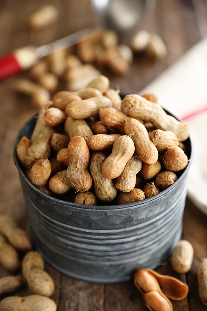 Instant Pot Boiled Peanuts in a metal can