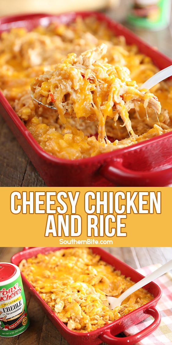 Cheesy Chicken and Rice Casserole - Image for Pinterest
