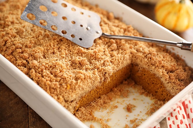 Pan of Caramel Pumpkin Crumb Cake
