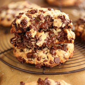 Ultimate Bakery Style Chocolate Chip Cookies on a Plate.