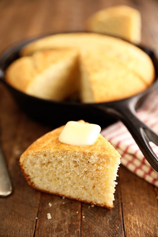 Cornbread in a cast iron skillet