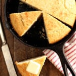 Cornbread in a cast iron skillet