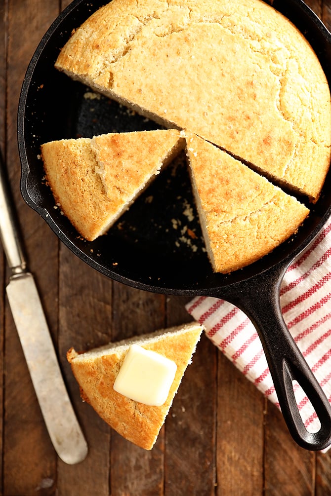 Cornbread in a cast iron skillet