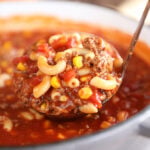 Ladle filled with Goulash Soup