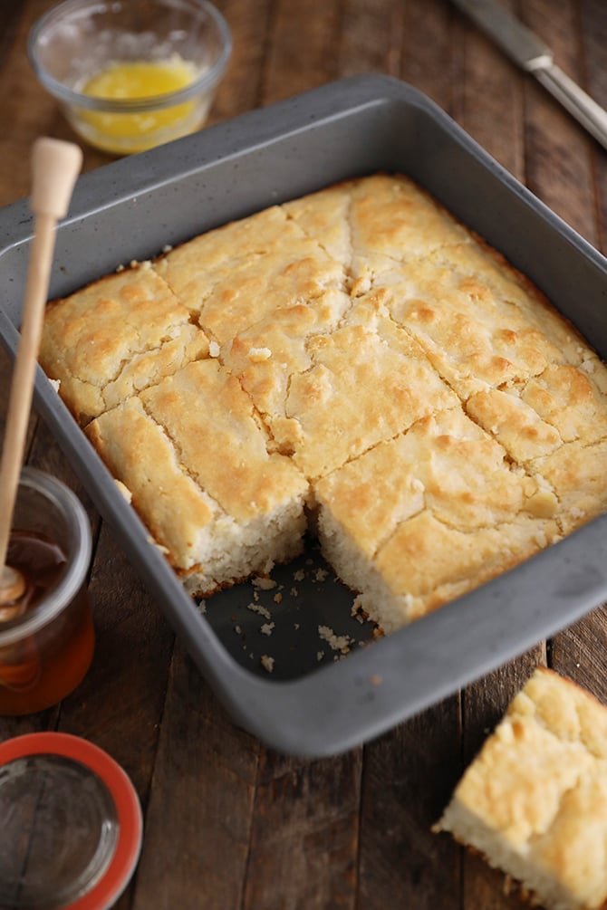 One Giant Biscuit baked in a baking dish