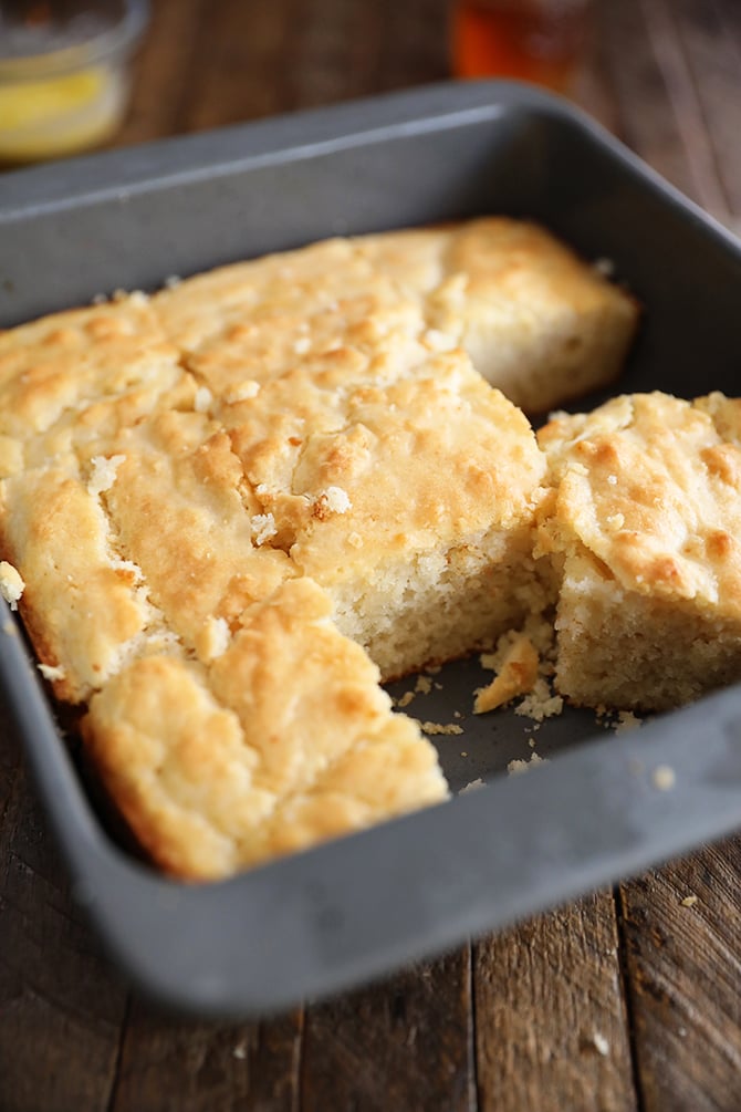 One Giant Biscuit baked in a baking dish