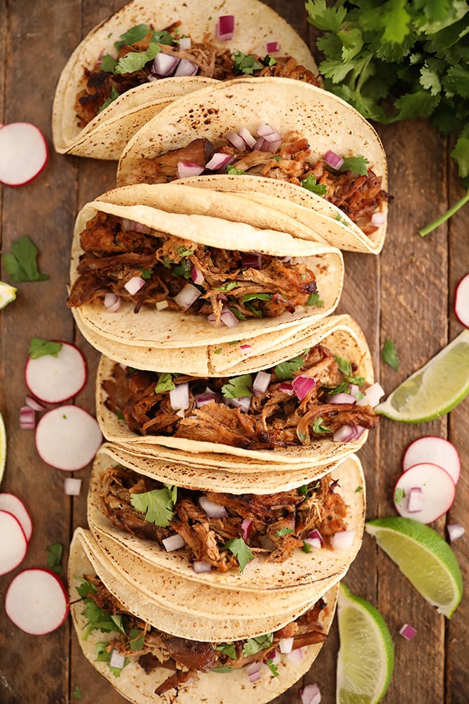 Taco made from Slow Cooker Pork Carnitas