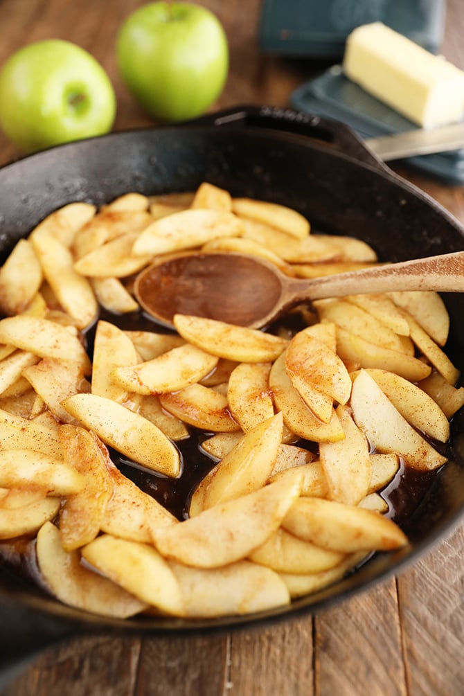 Fried Apples in a skillet