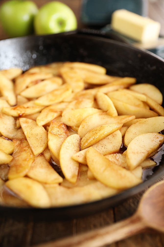 Fried Apples in a skillet