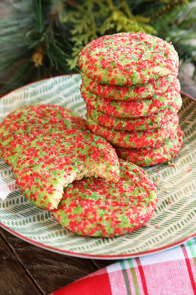 Chewy Sugar Cookies on a plate