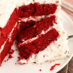 a slice of Perfect Red Velvet Cake