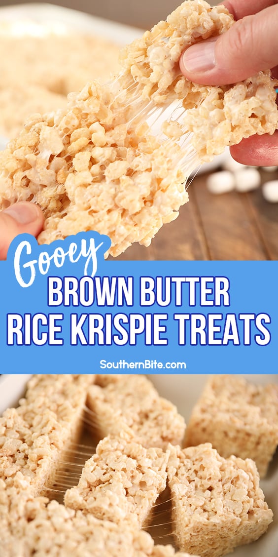 Gooey Brown Butter Rice Krispie Treats - Collage of images for Pinterest