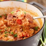 Sccop of One-Pot Sausage and Shrimp Jambalaya