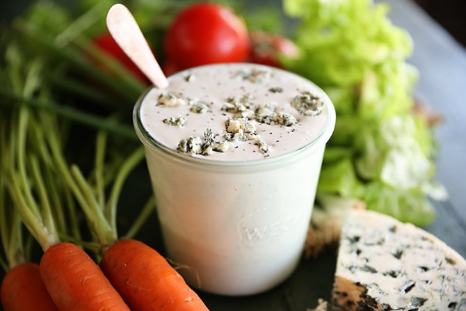 Spoon in Chunky Buttermilk Blue Cheese Dressing