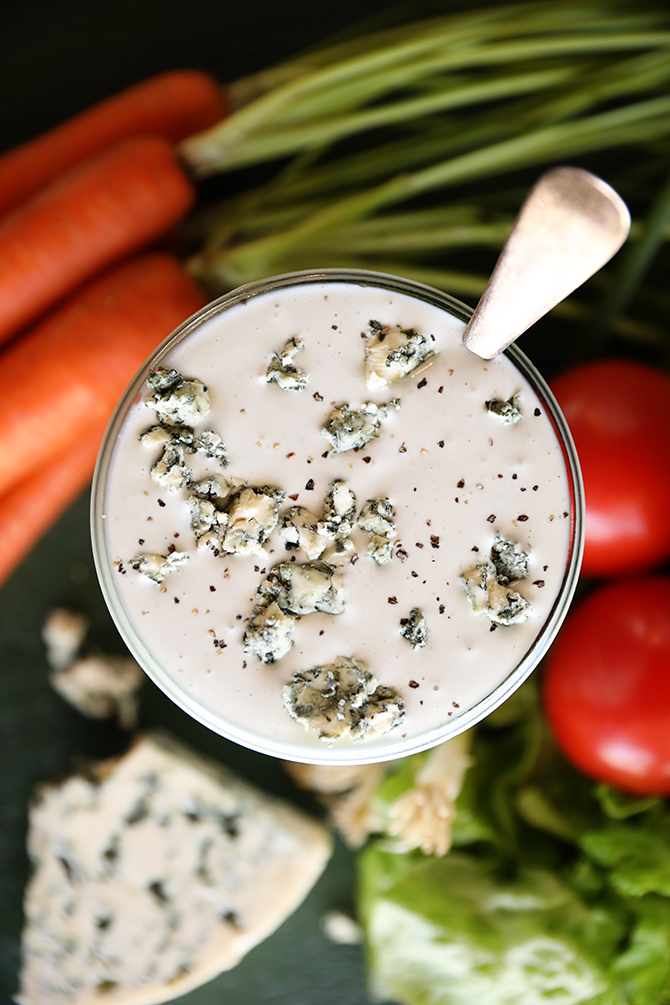 Overhead shot of Chunky Buttermilk Blue Cheese Dressing