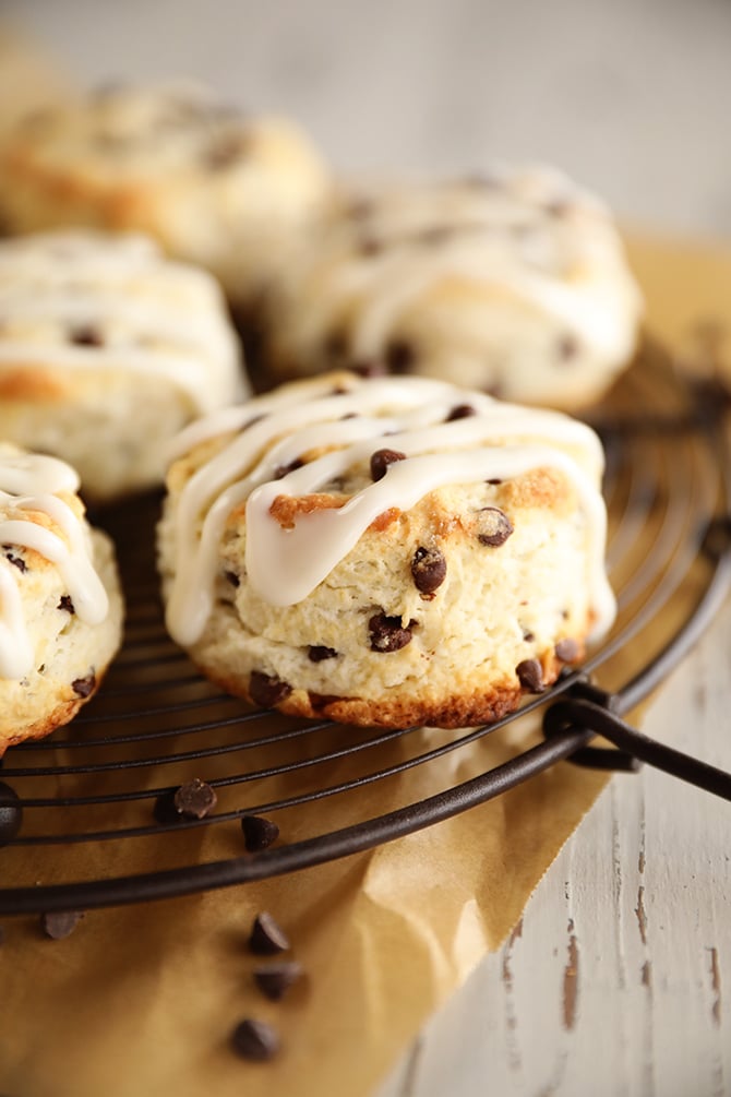Cooling rack with Chocolate Chip Biscuits