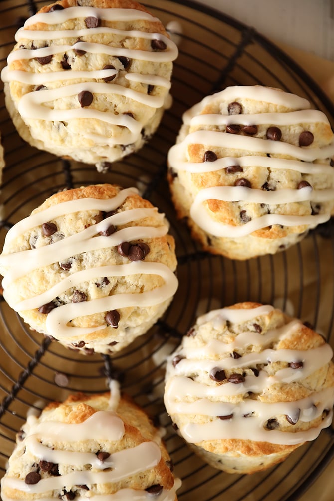 Cooling rack with Chocolate Chip Biscuits