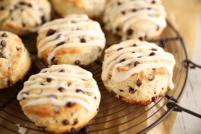 Cooling rack with Chocolate Chip Biscuits
