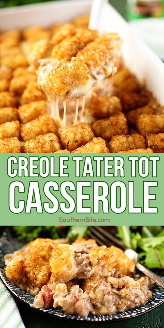 Scoop of Creole Tater Tot Casserole
