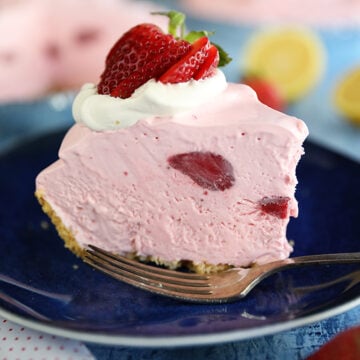 Slice of 5 Ingredient Strawberry Lemonade Pie