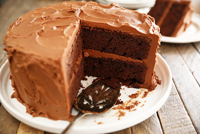 Best Chocolate Cake with slices missing