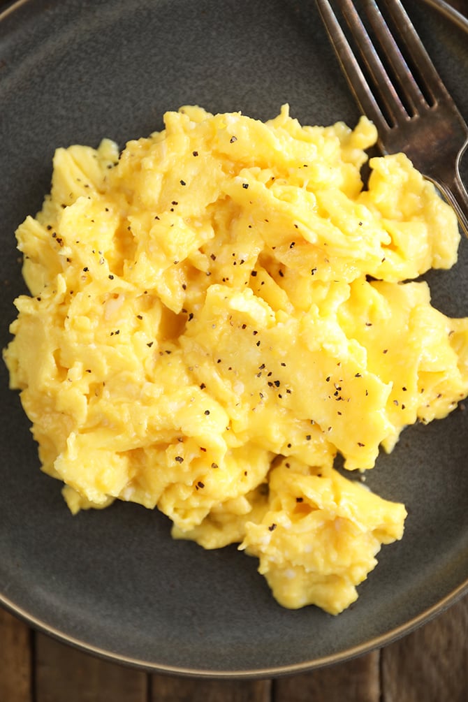 Overhead view of Perfect Scrambled Eggs
