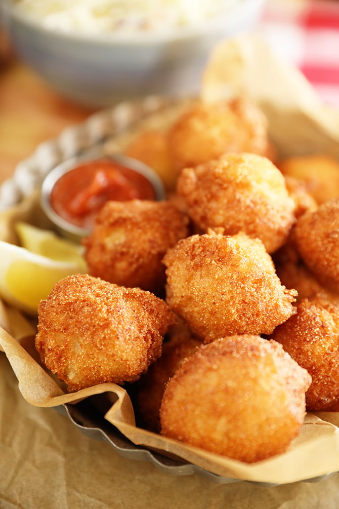 Basket of Sweet Onion Hush Puppies
