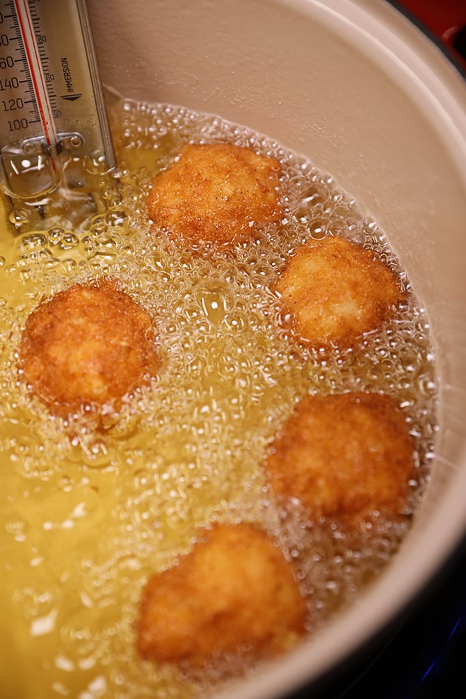 Hush puppies cooking in oil