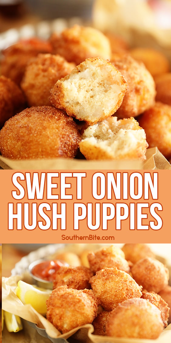 Sweet Onion Hush Puppies - collage image for Pinterest
