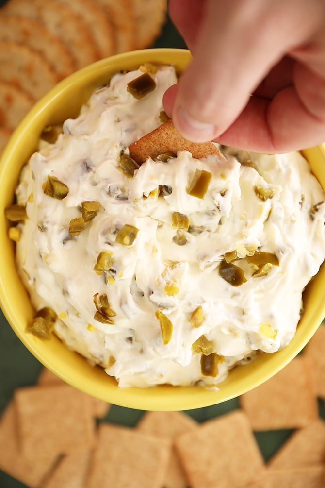 Bowl of 3 Ingredient Candied Jalapeño Dip