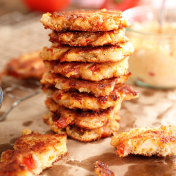 Stack of Tomato and Pimento Cheese Fritters