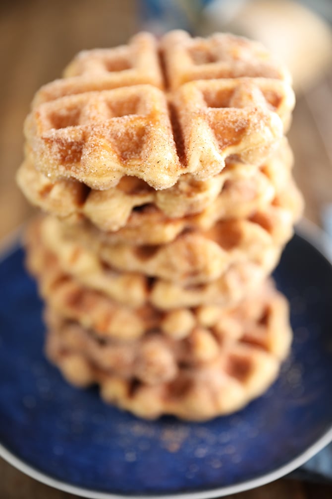 Stack of Cinnamon Sugar Biscuit Waffles