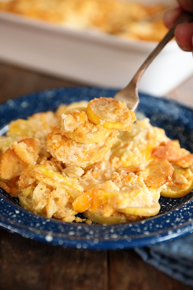 Forkful of Ultimate Cheesy Squash Casserole