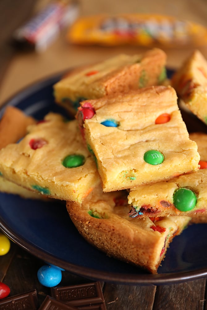 Cake Mix Cookie Bars on a plate