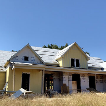Front view of house under construction