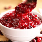 Spoonful of Easy Cranberry Sauce in a bowl