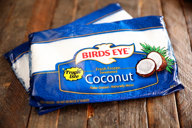 Frozen Coconut in a blue bag