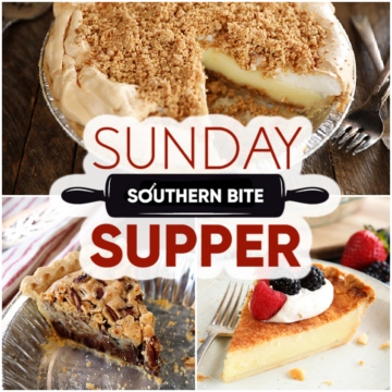 Sunday Supper collage of pie recipes