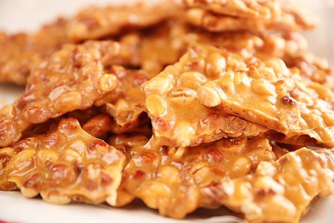 pieces of Microwave Peanut Brittle
